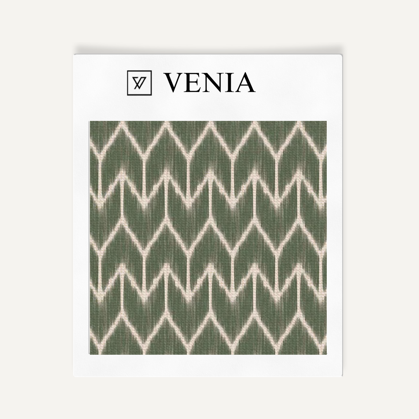 Green ikat arrowhead upholstery fabric swatch by Venia Home