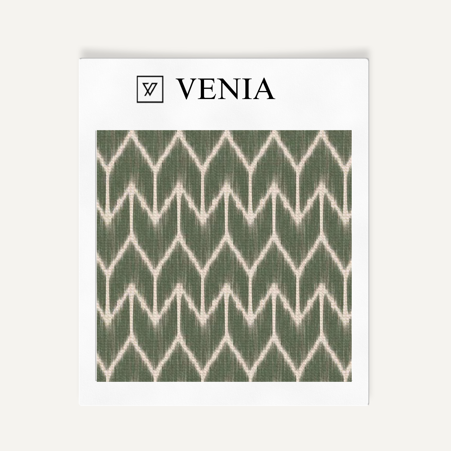 Green ikat arrowhead upholstery fabric swatch by Venia Home