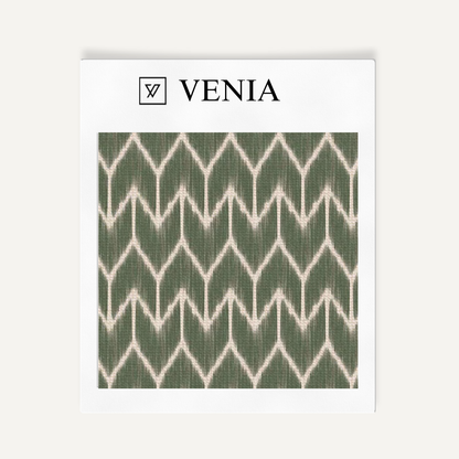 Green ikat arrowhead upholstery fabric swatch by Venia Home