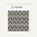Steel grey ikat arrowhead upholstery fabric swatch by Venia Home