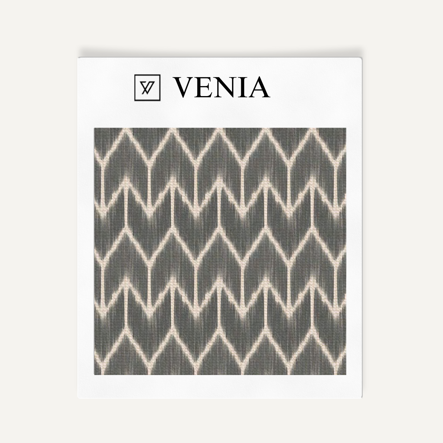 Steel grey ikat arrowhead upholstery fabric swatch by Venia Home