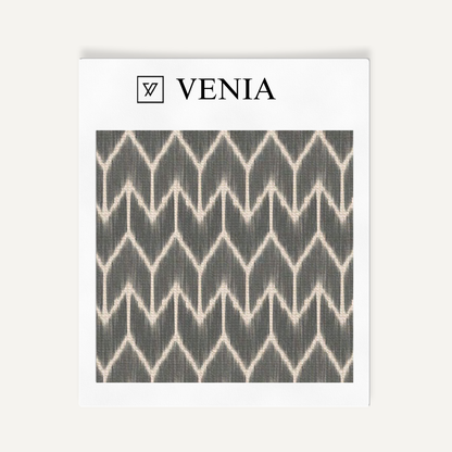 Steel grey ikat arrowhead upholstery fabric swatch by Venia Home