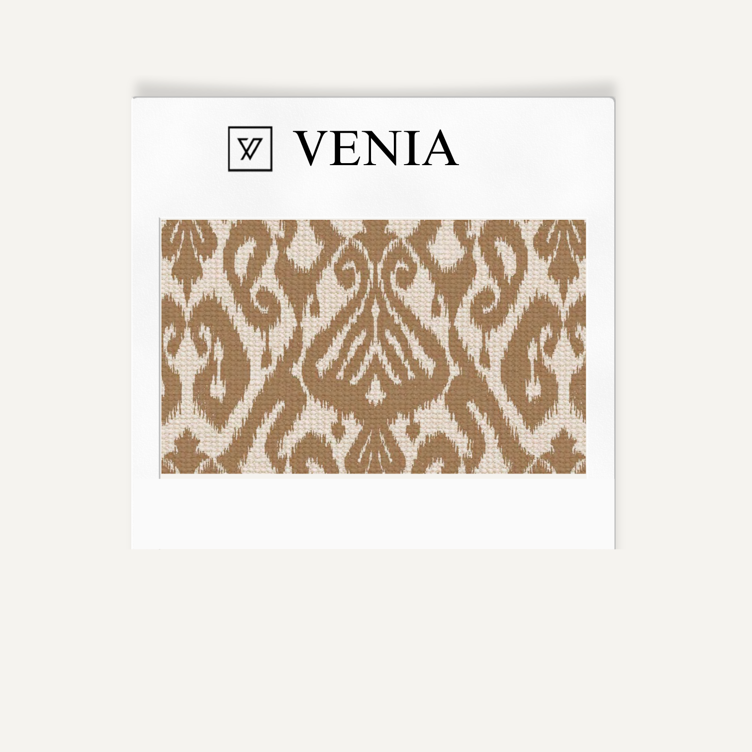 Beige ikat diamond upholstery fabric swatch by Venia Home