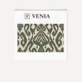 Emerald ikat diamond upholstery fabric swatch by Venia Home