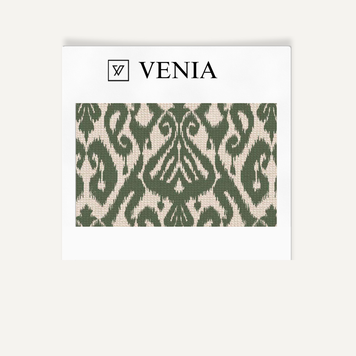 Emerald ikat diamond upholstery fabric swatch by Venia Home