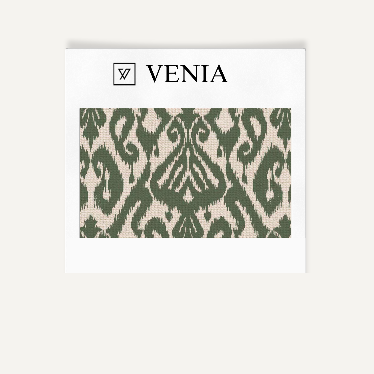 Emerald ikat diamond upholstery fabric swatch by Venia Home
