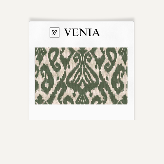 Emerald ikat diamond upholstery fabric swatch by Venia Home