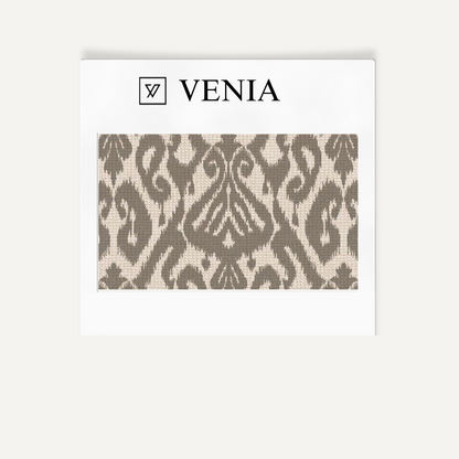 Grey ikat diamond upholstery fabric swatch by Venia Home