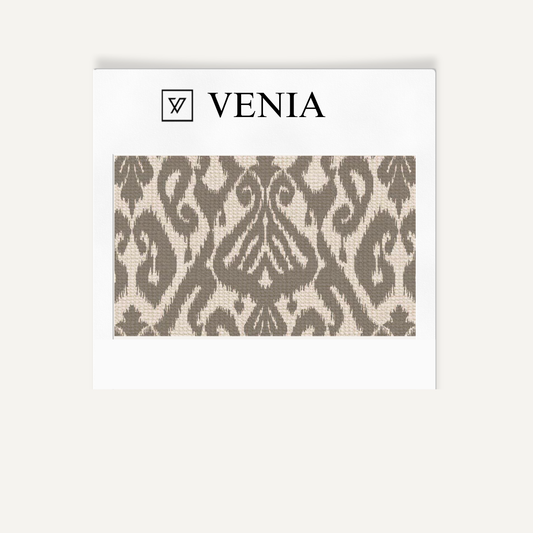 Grey ikat diamond upholstery fabric swatch by Venia Home