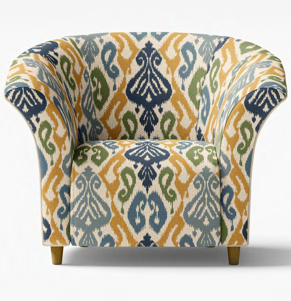 Close-up detail of multicolour ikat diamond fabric II