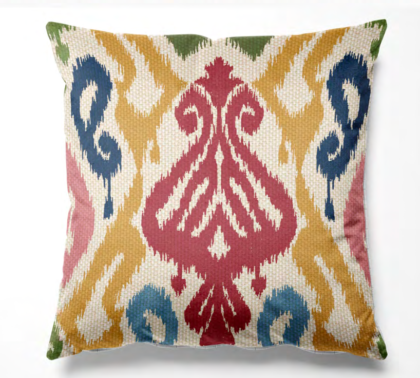 Close-up detail of multicolour ikat diamond fabric III