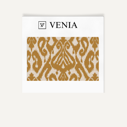 Ochre ikat diamond upholstery fabric swatch by Venia Home