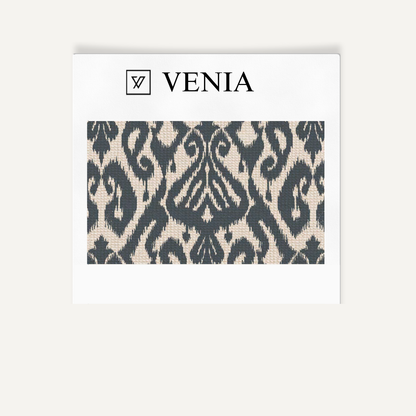 Slate grey ikat diamond upholstery fabric swatch by Venia Home