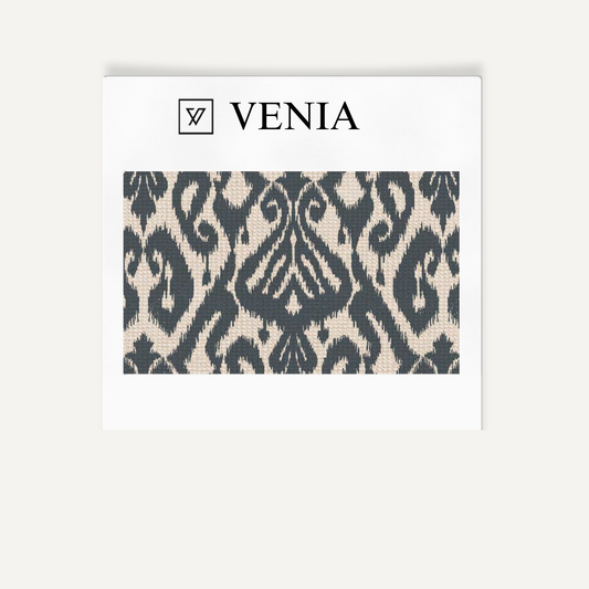 Slate grey ikat diamond upholstery fabric swatch by Venia Home