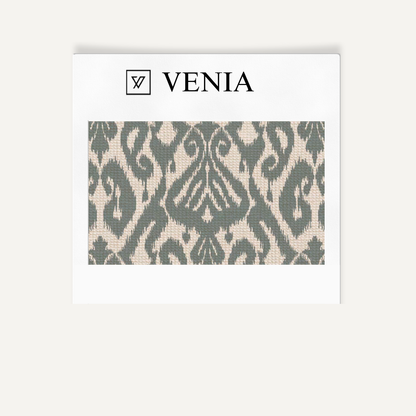 Steel grey ikat diamond upholstery fabric swatch by Venia Home
