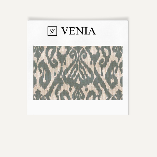 Steel grey ikat diamond upholstery fabric swatch by Venia Home