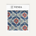 Indigo ikat hex upholstery fabric swatch by Venia Home
