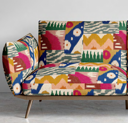 Close-up detail of ikat patchwork fabric I