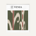 Green ikat scroll upholstery fabric swatch by Venia Home