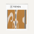 Yellow ikat scroll upholstery fabric swatch by Venia Home
