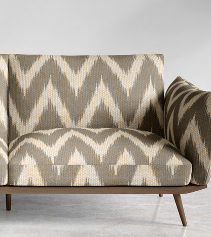 Close-up detail of grey ikat wave fabric