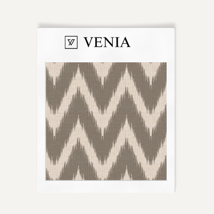 Grey ikat wave upholstery fabric swatch by Venia Home