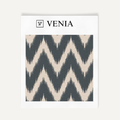 Indigo ikat wave upholstery fabric swatch by Venia Home