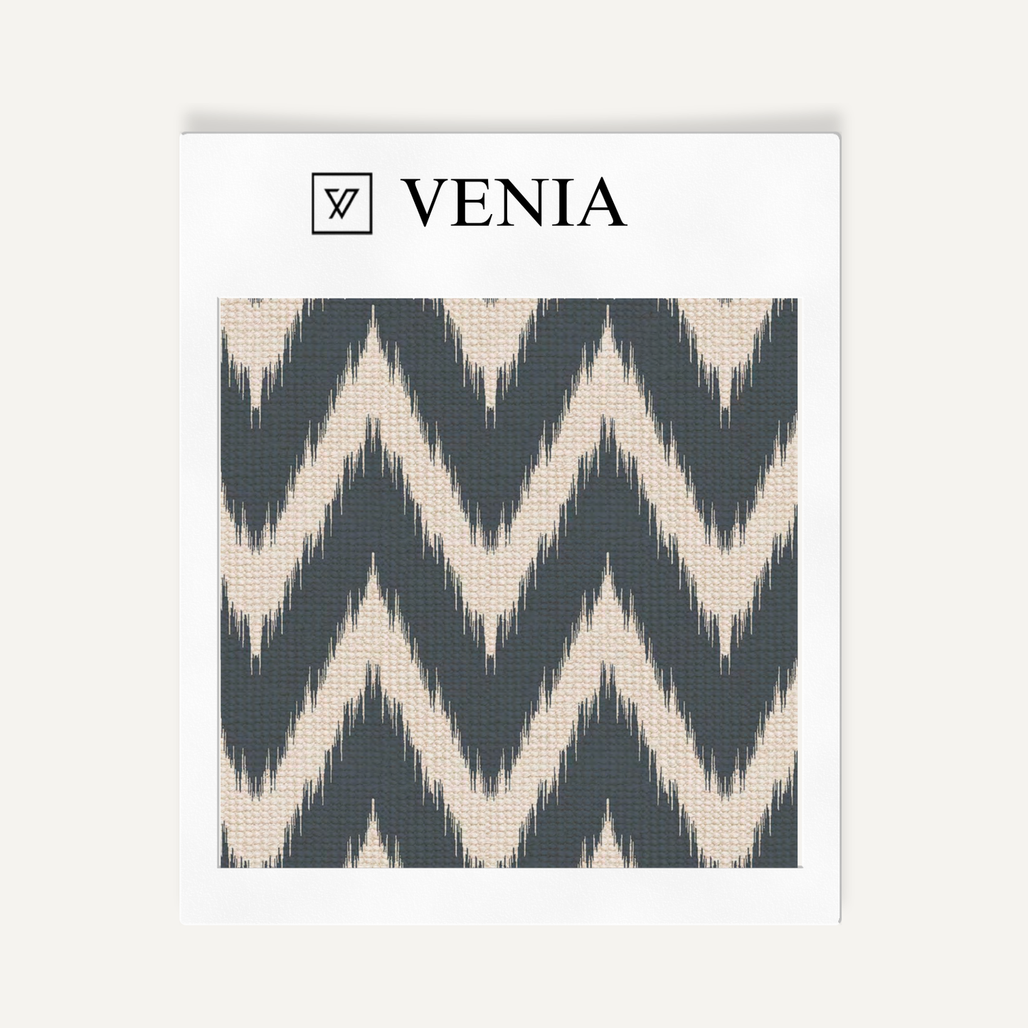 Indigo ikat wave upholstery fabric swatch by Venia Home