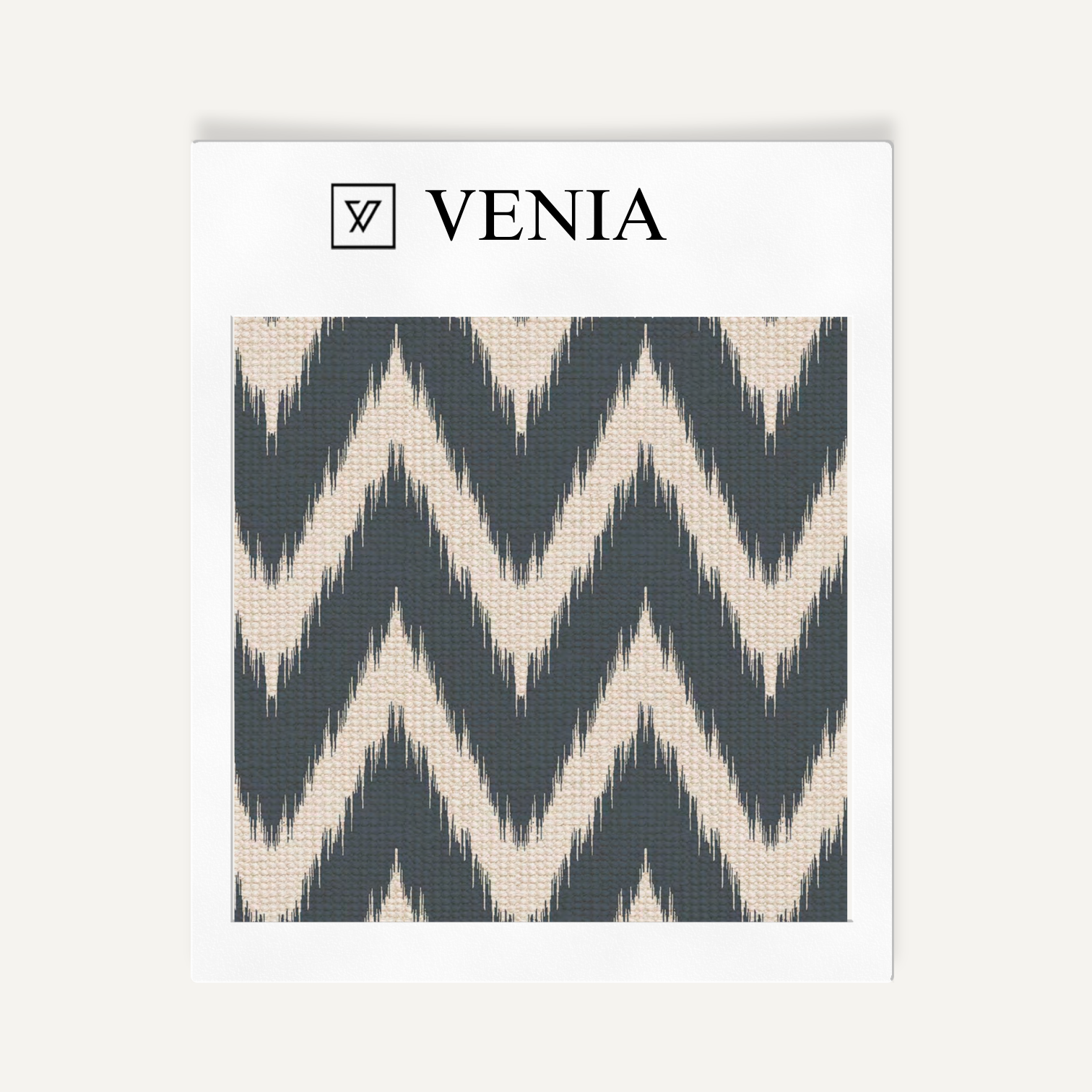 Indigo ikat wave upholstery fabric swatch by Venia Home