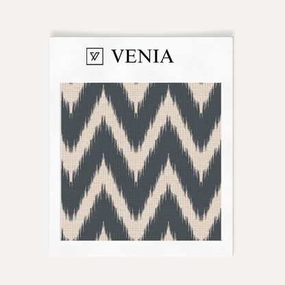 Indigo ikat wave upholstery fabric swatch by Venia Home