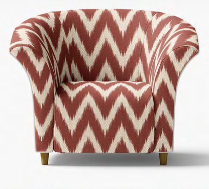 Close-up detail of rust ikat wave fabric