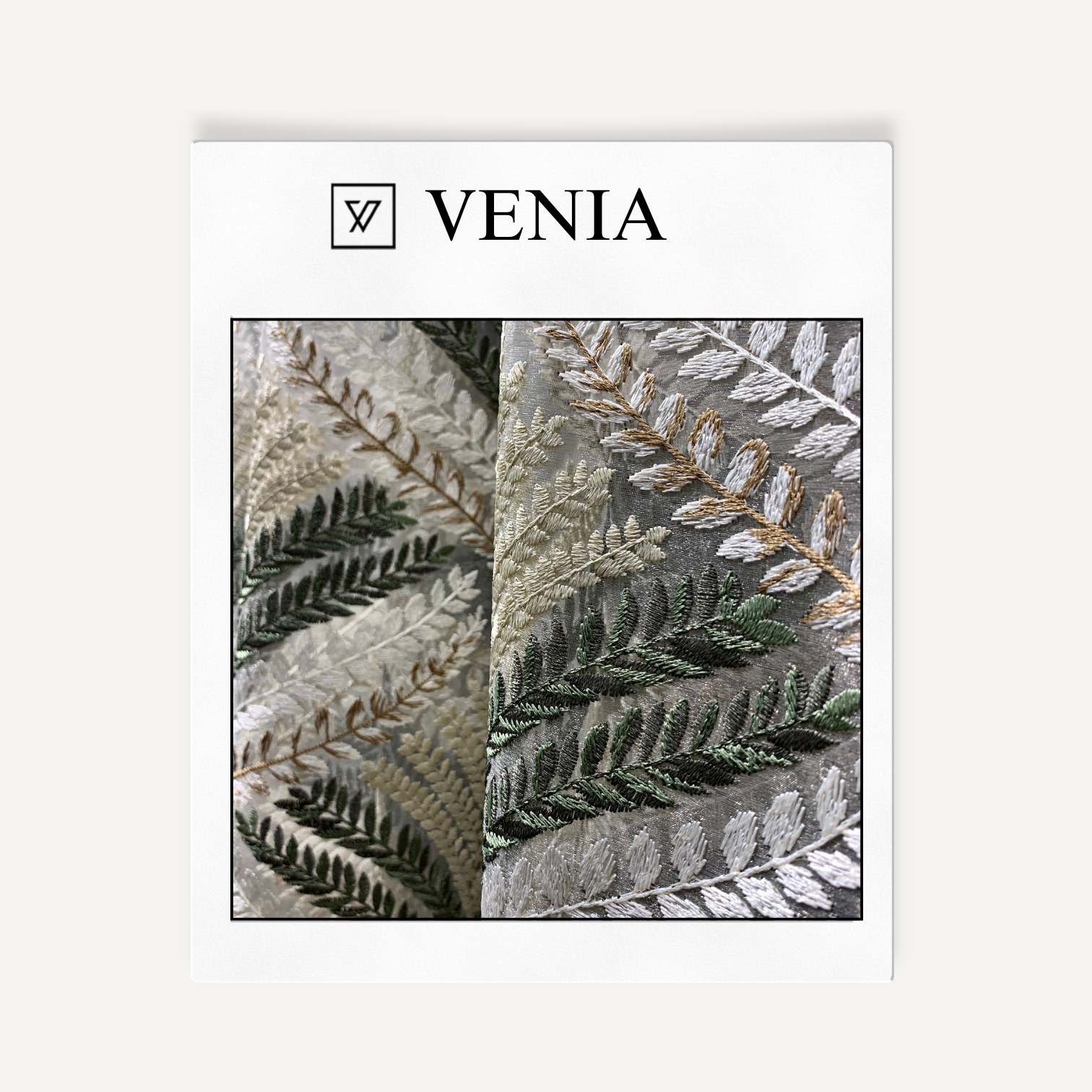 Imperial embroidered upholstery fabric swatch by Venia Home