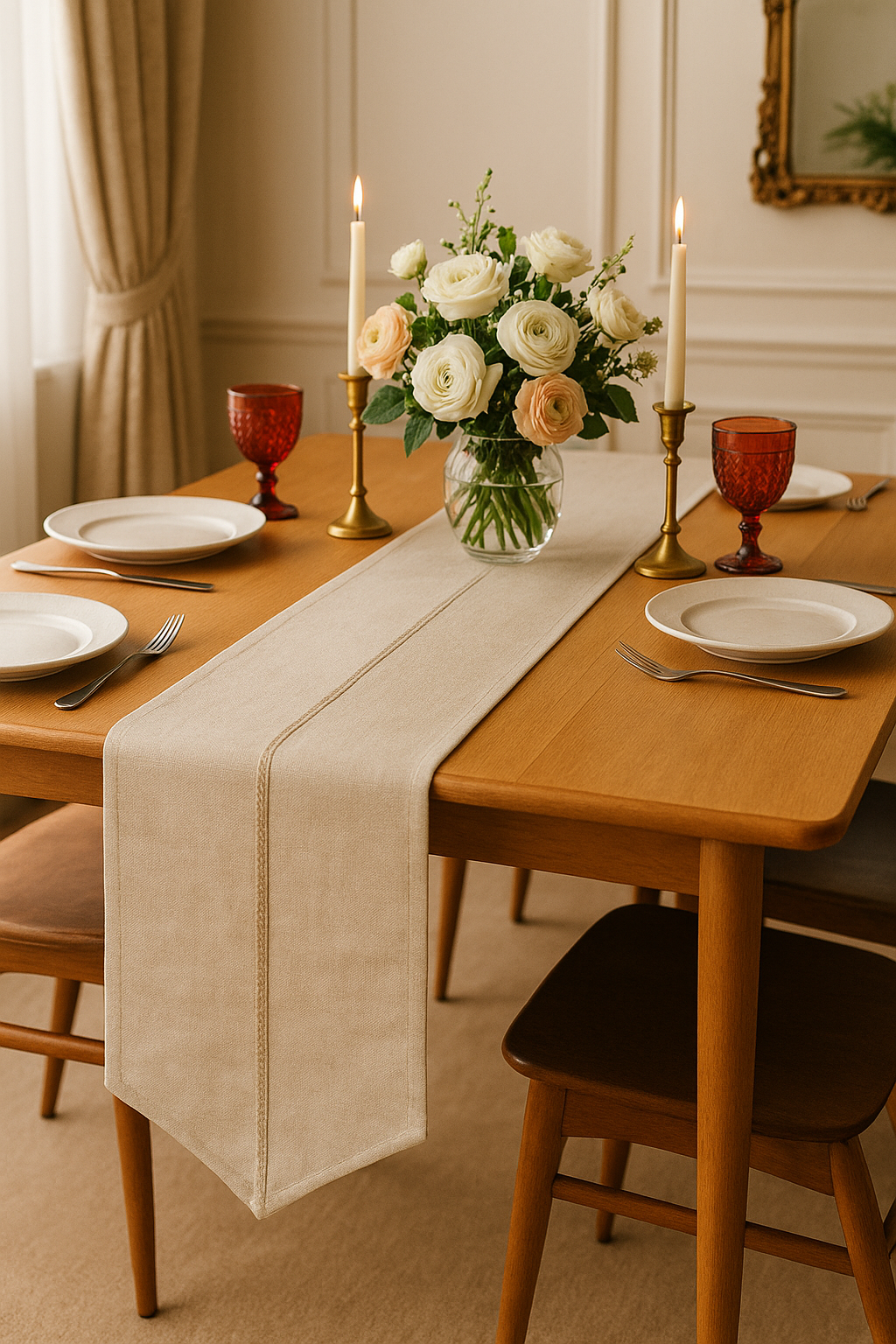 Jessica table runner styled on a dining table