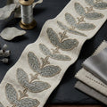 Leaf embroidered trim swatch by Venia Home