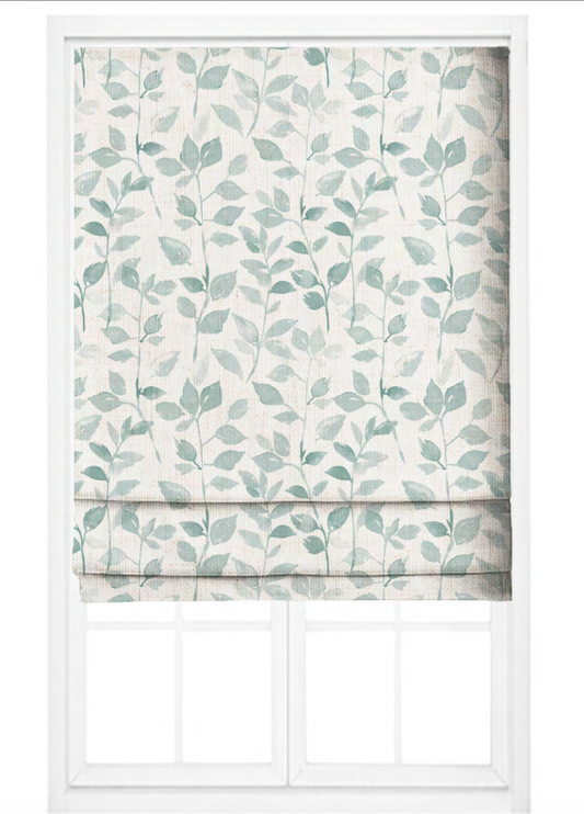 Close-up detail of aqua leaf whisper fabric