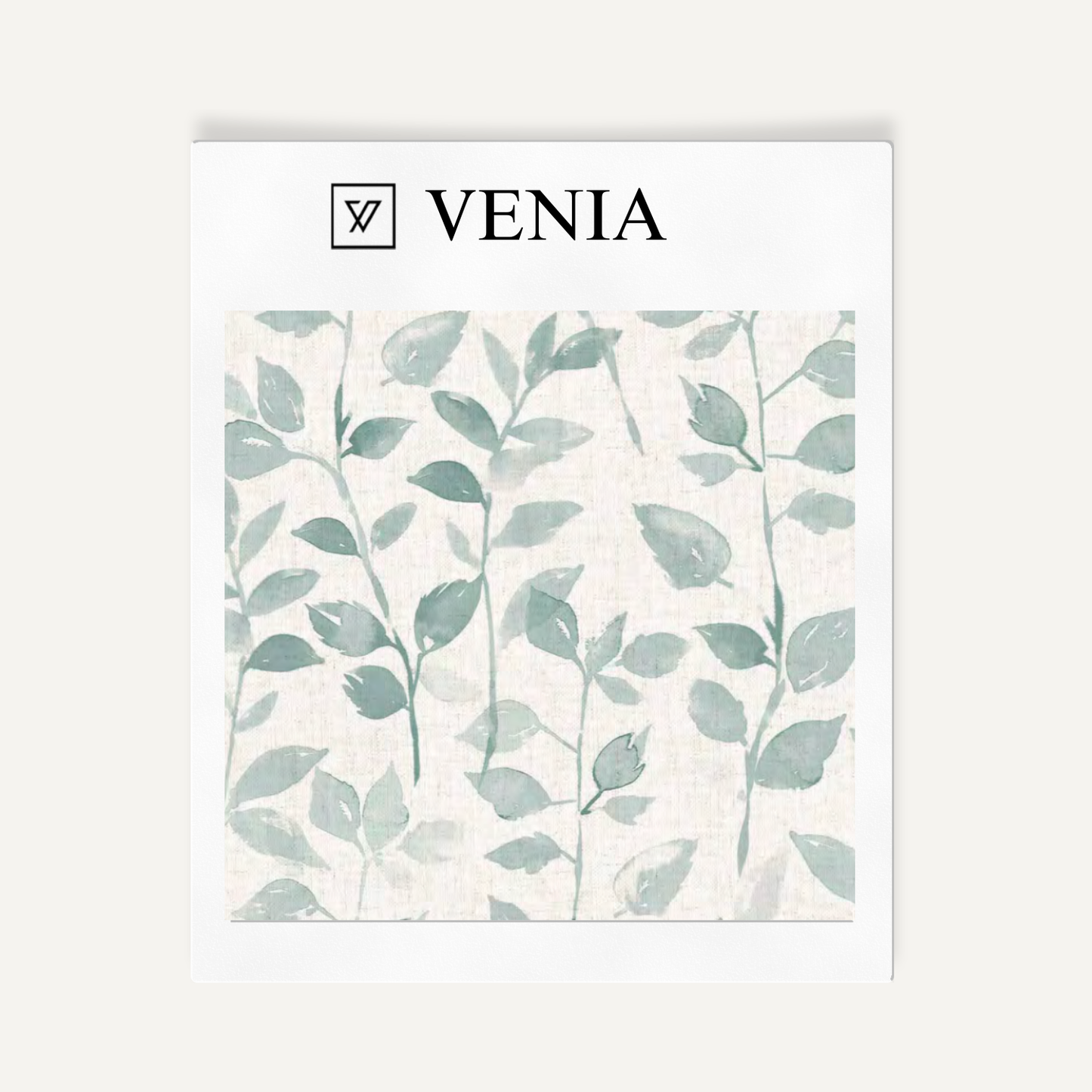 Aqua leaf whisper upholstery fabric swatch by Venia Home