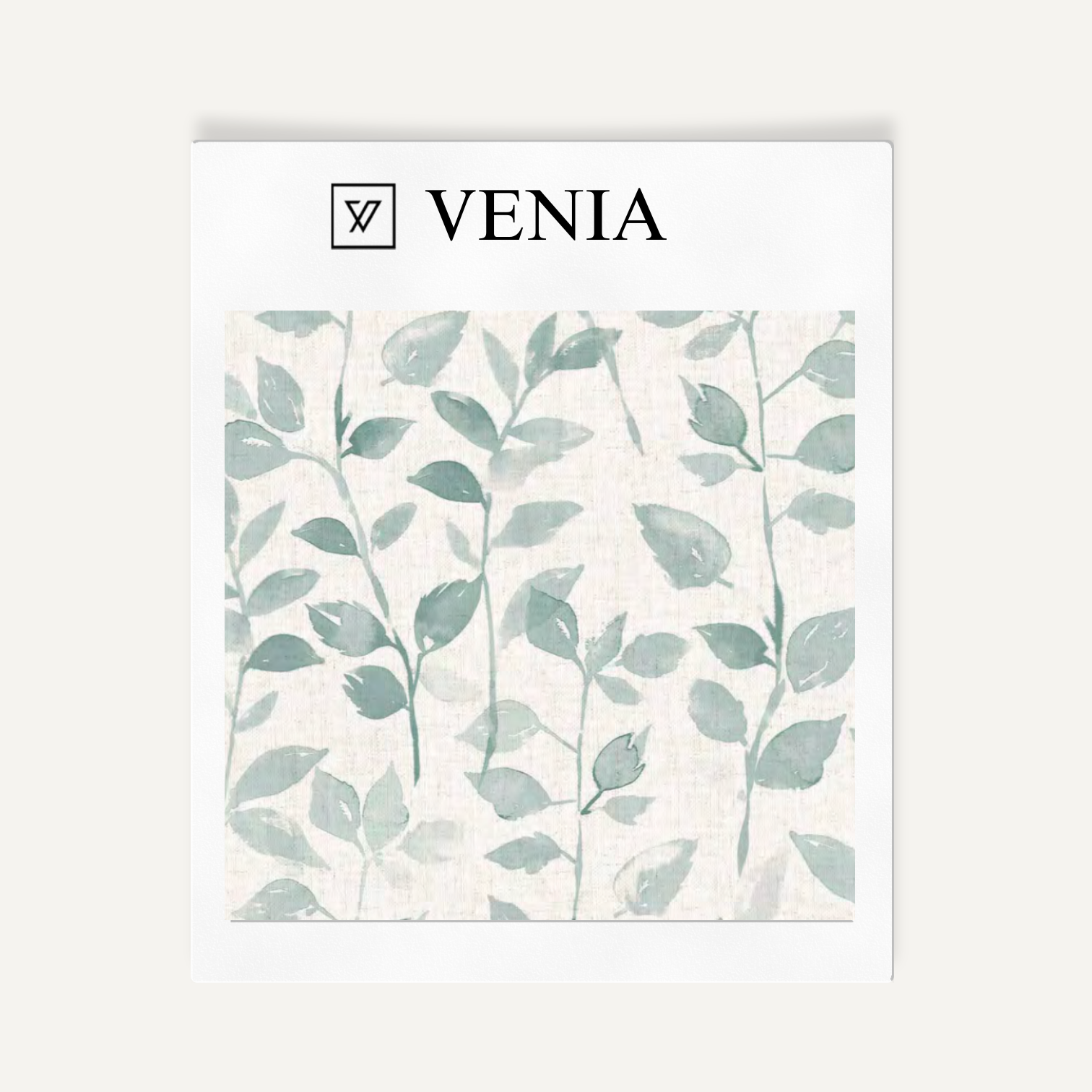 Aqua leaf whisper upholstery fabric swatch by Venia Home