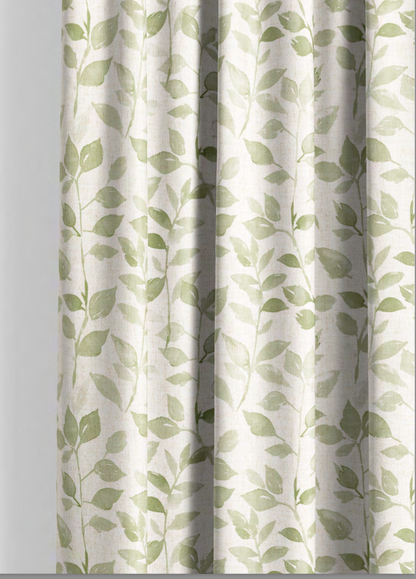 Close-up detail of green leaf whisper fabric