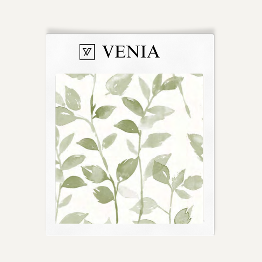 Green leaf whisper upholstery fabric swatch by Venia Home