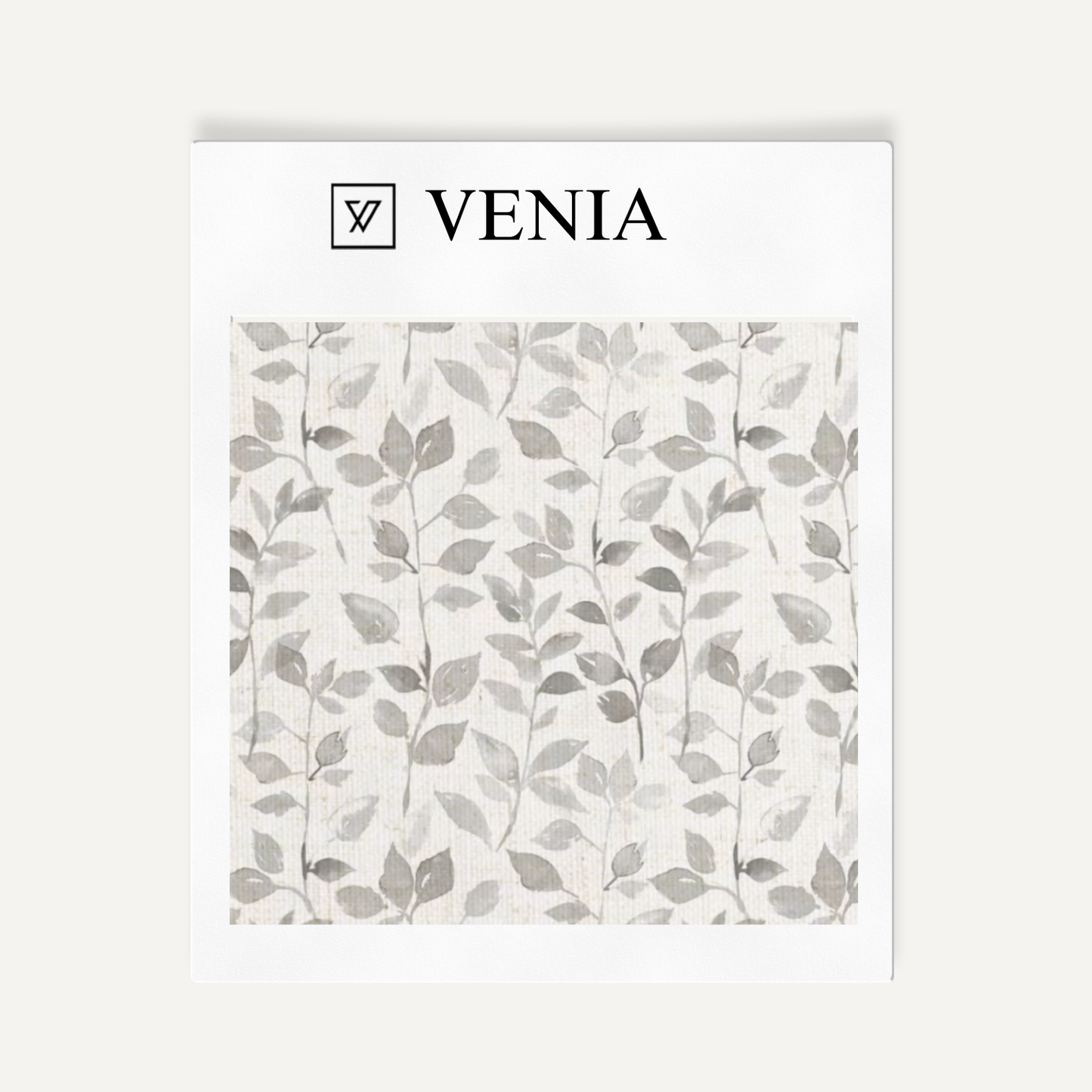 Grey leaf whisper upholstery fabric swatch by Venia Home