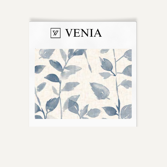 Indigo leaf whisper upholstery fabric swatch by Venia Home