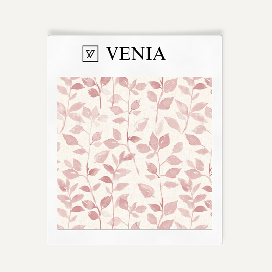 Pink leaf whisper upholstery fabric swatch by Venia Home