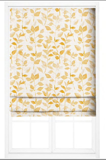 Close-up detail of yellow leaf whisper fabric
