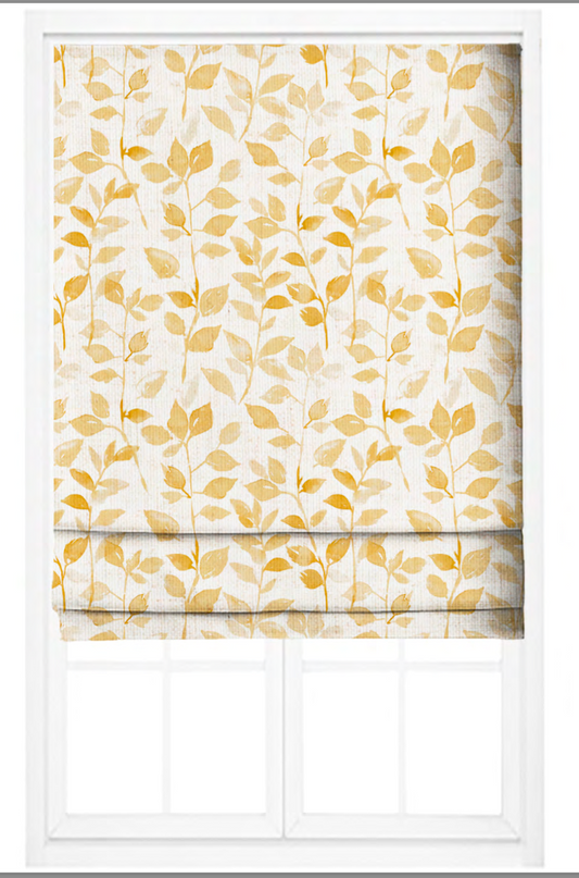 Close-up detail of yellow leaf whisper fabric