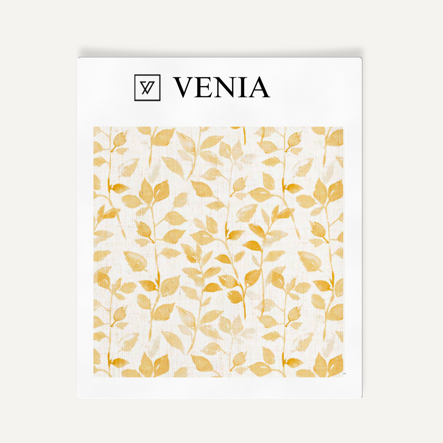 Yellow leaf whisper upholstery fabric swatch by Venia Home