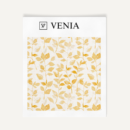 Yellow leaf whisper upholstery fabric swatch by Venia Home