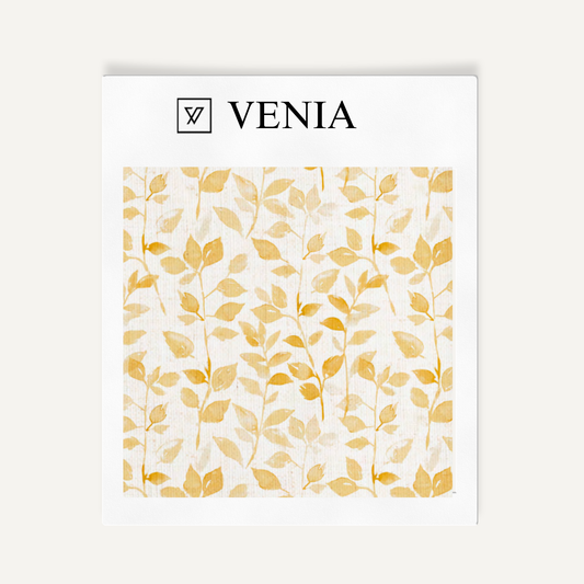 Yellow leaf whisper upholstery fabric swatch by Venia Home