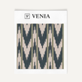 Indigo linear wave upholstery fabric swatch by Venia Home
