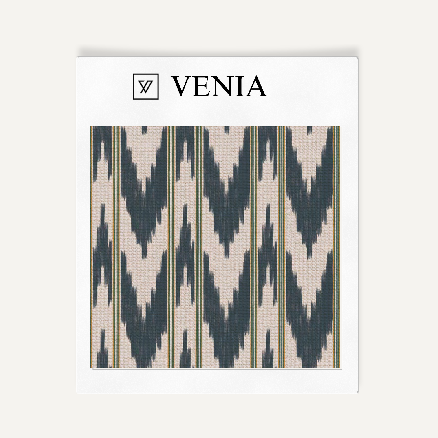 Indigo linear wave upholstery fabric swatch by Venia Home