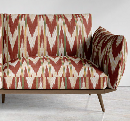 Close-up detail of terracotta linear wave fabric